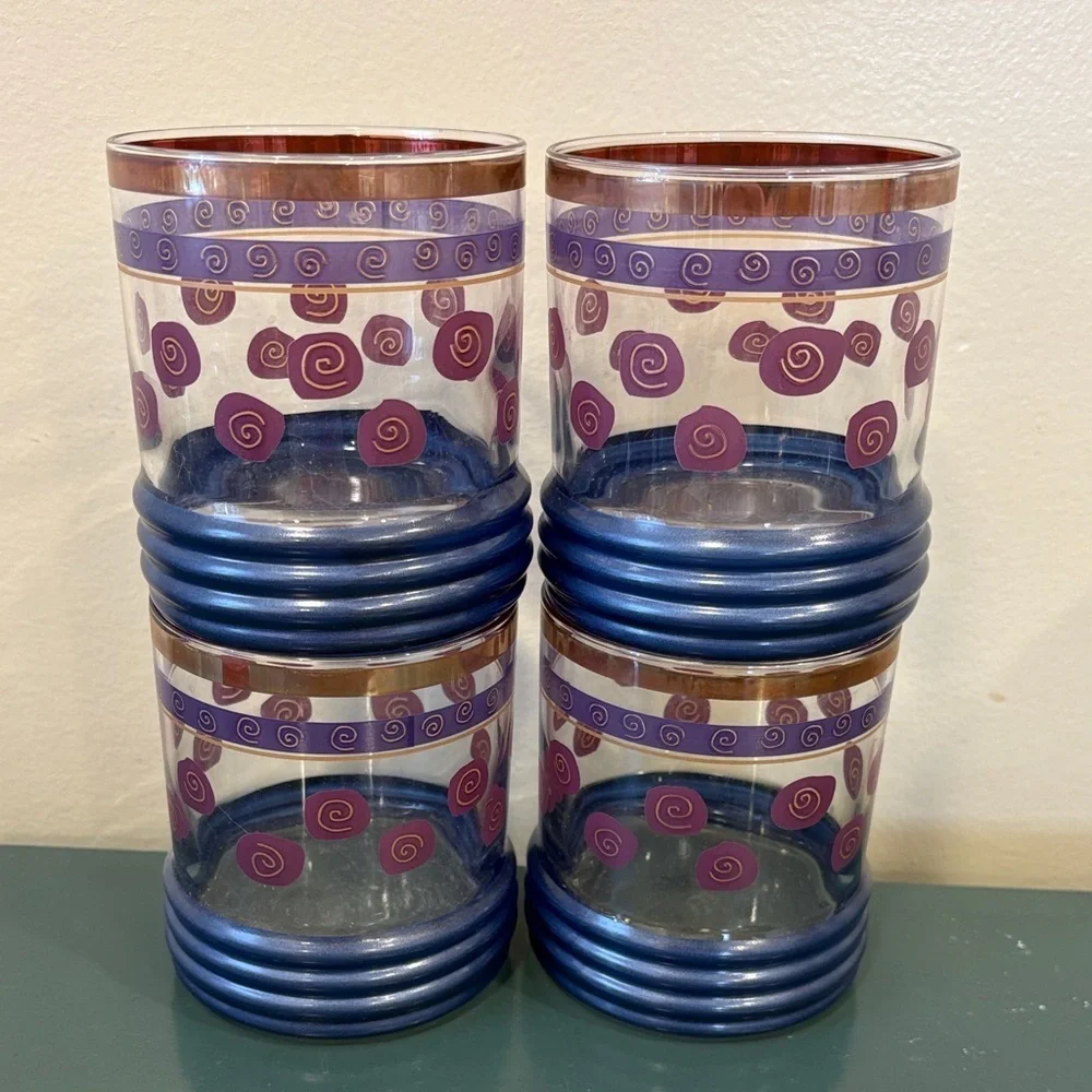 Vintage 1950s Sakura Sanyo Sue Zipkin Cocktail Glasses. Set if 4